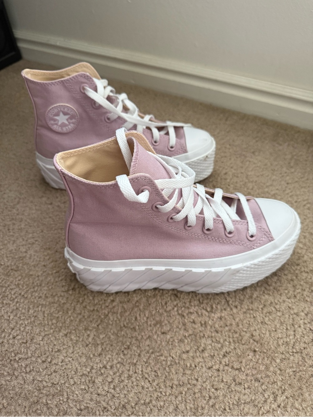 Converse High Top Platform Sneakers in Dusty Pink